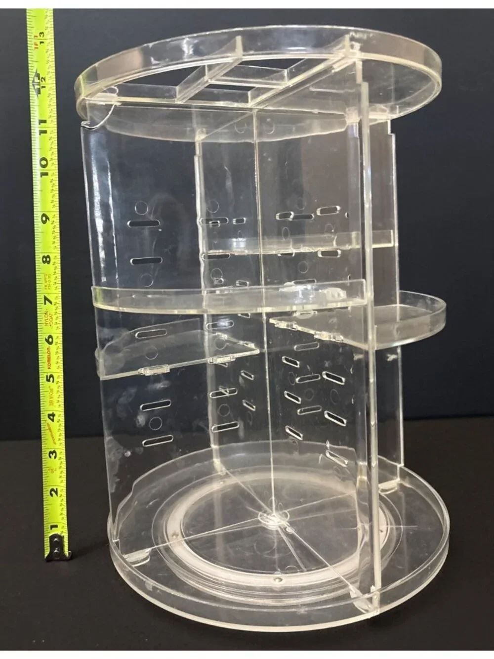 Clear Acrylic Makeup Organizer Storage Carousel With Adjustable Compartments